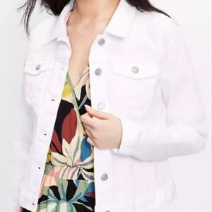 LOFT White Cropped Denim Jacket Size XS